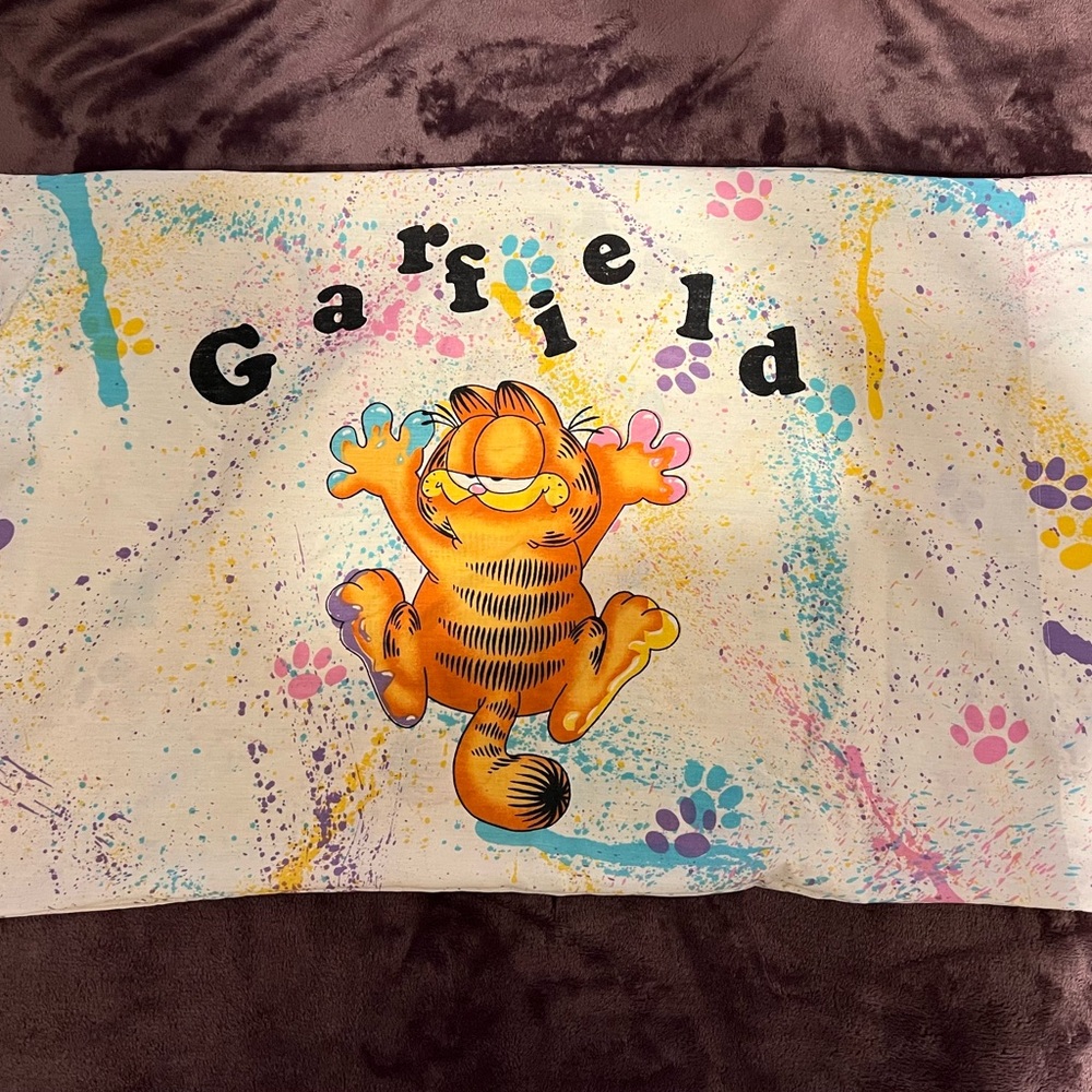 Vintage Garfield Splatter Paint Pillow Case-Standard Size - Picture 2 of 2